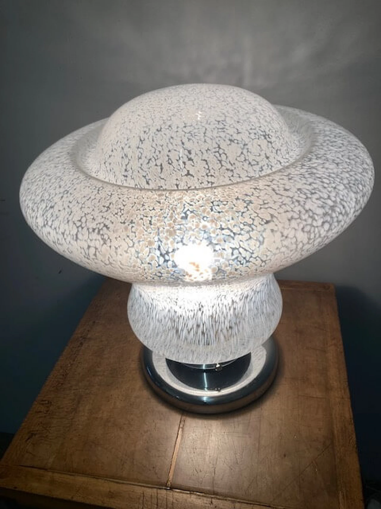 Metal and milk glass table lamp by Mazzega, 1970s 2