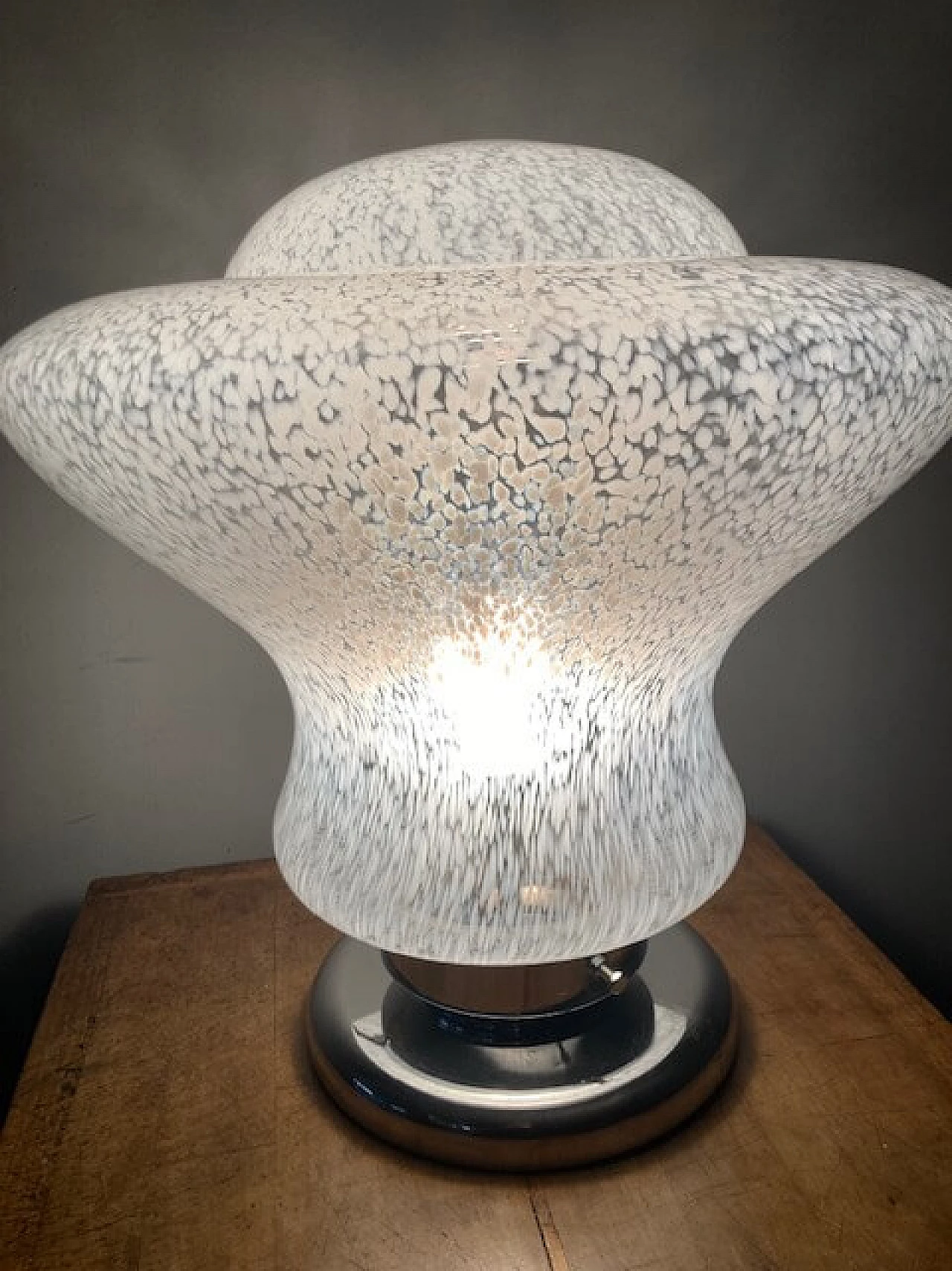 Metal and milk glass table lamp by Mazzega, 1970s 4