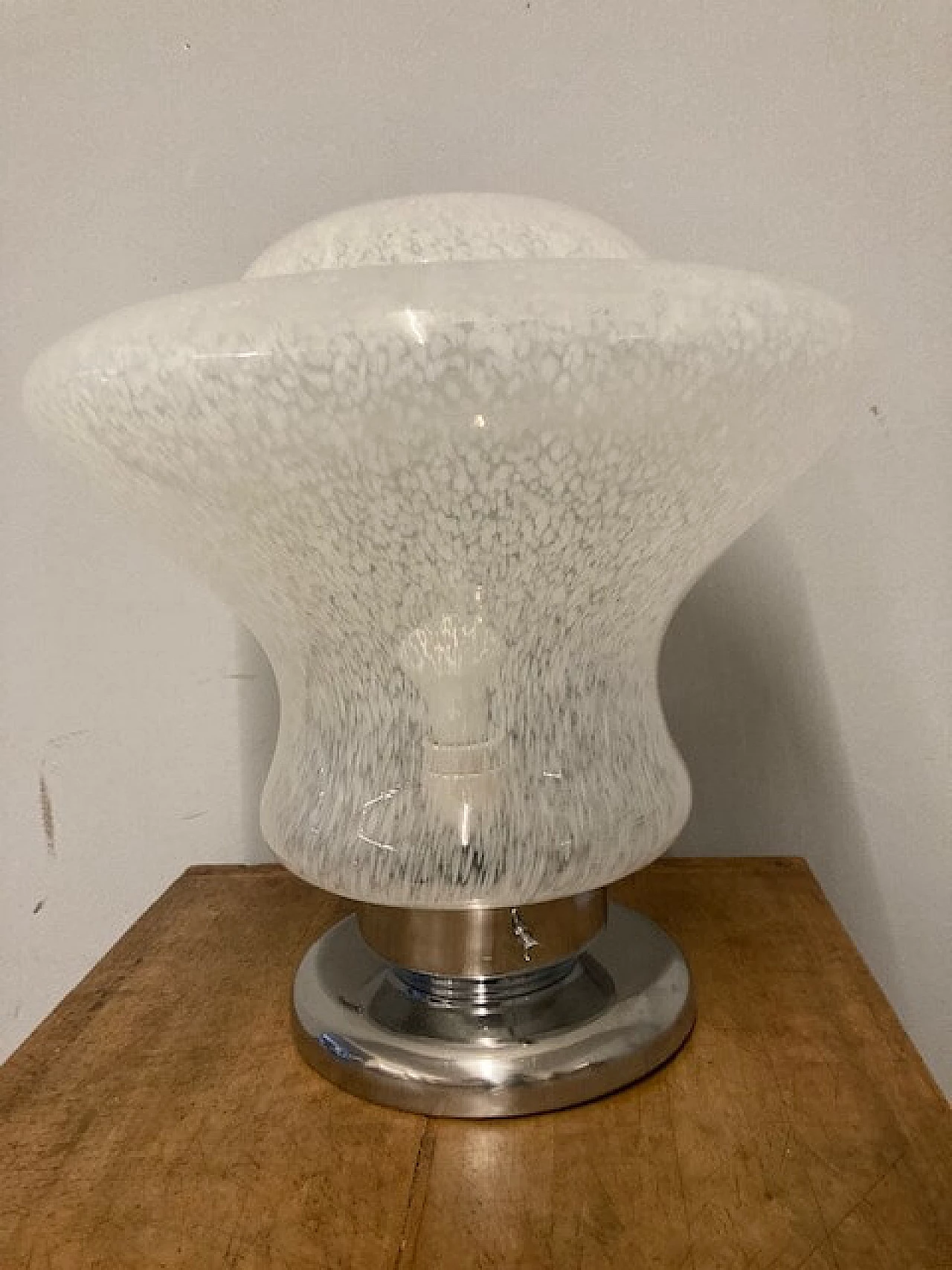 Metal and milk glass table lamp by Mazzega, 1970s 7