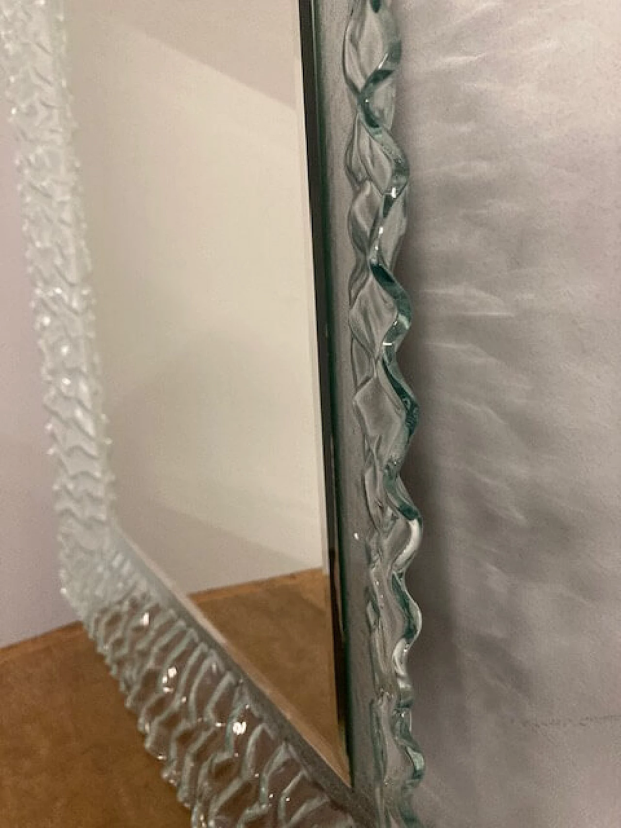 Aquamarine Murano glass wall mirror, 1970s 8