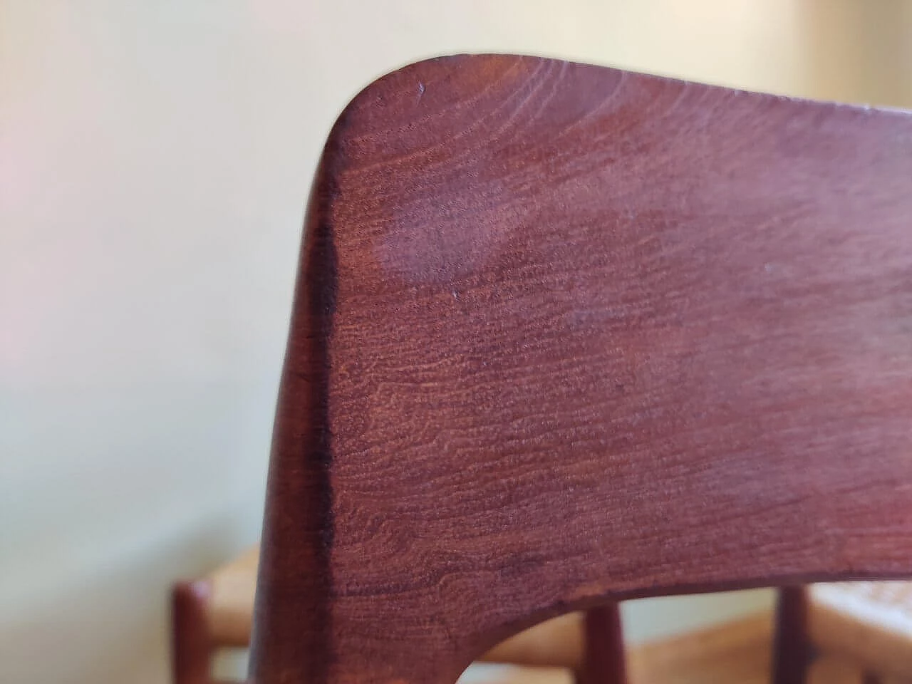 4 Chairs 75 in teak with paper cord seat by Niels Otto Mølller, 1950s 12