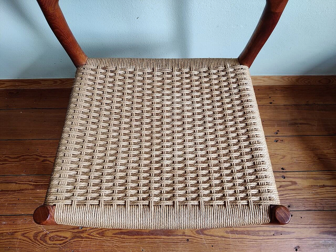 4 Chairs 75 in teak with paper cord seat by Niels Otto Mølller, 1950s 19