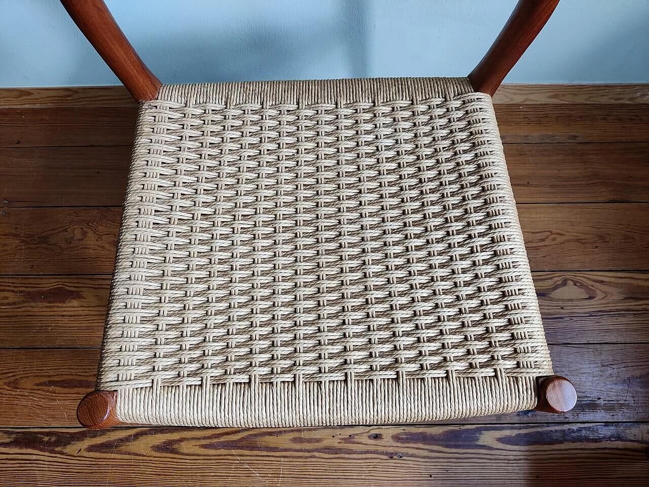 4 Chairs 75 in teak with paper cord seat by Niels Otto Mølller, 1950s 20