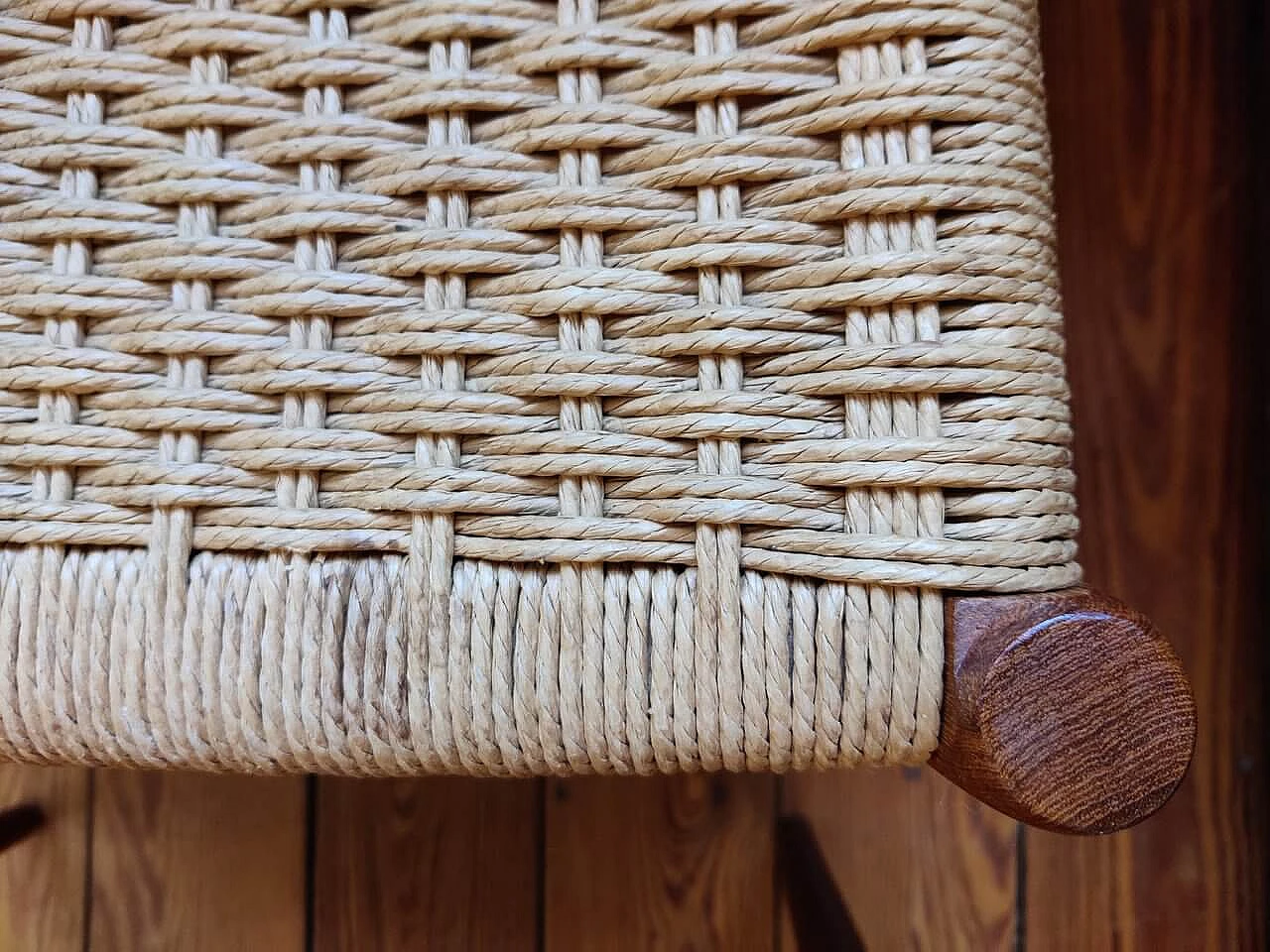 4 Chairs 75 in teak with paper cord seat by Niels Otto Mølller, 1950s 21