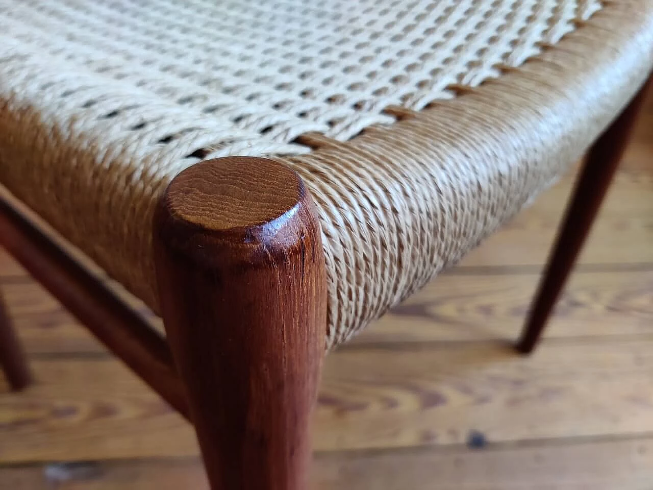 4 Chairs 75 in teak with paper cord seat by Niels Otto Mølller, 1950s 22