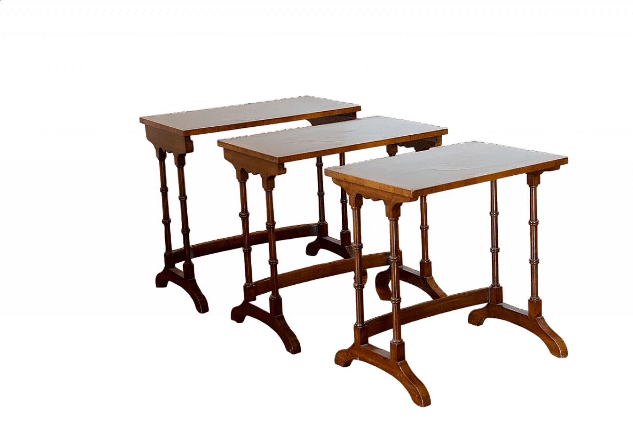 3 English wood nesting tables, 19th century 13