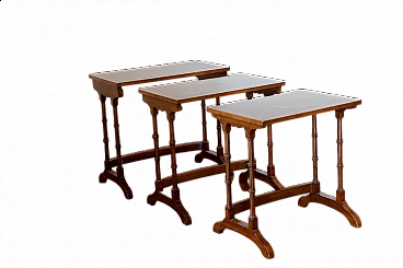 3 English wood nesting tables, 19th century