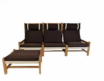 Three-module sofa and footstool by Peter Ole Schionning for Niels Eilersen, 1970s