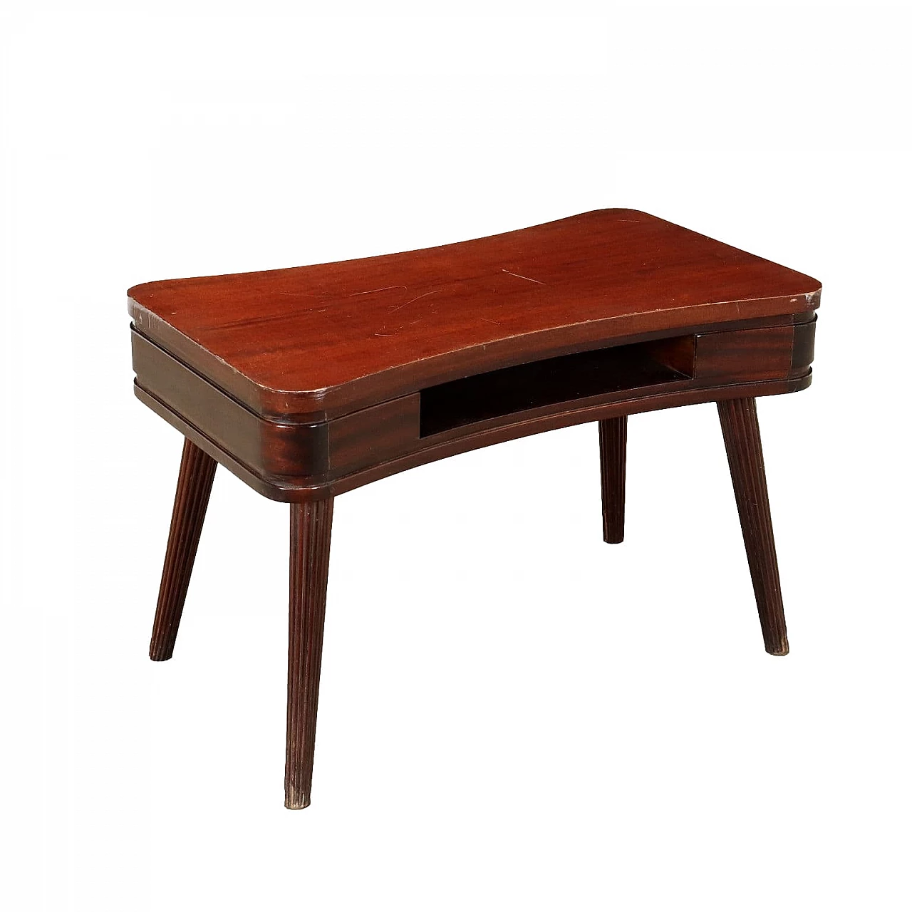 Stained wood coffee table with open compartment, 1950s 1