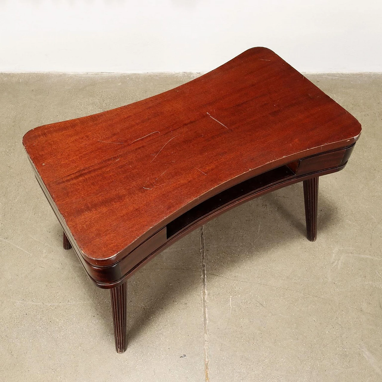 Stained wood coffee table with open compartment, 1950s 3