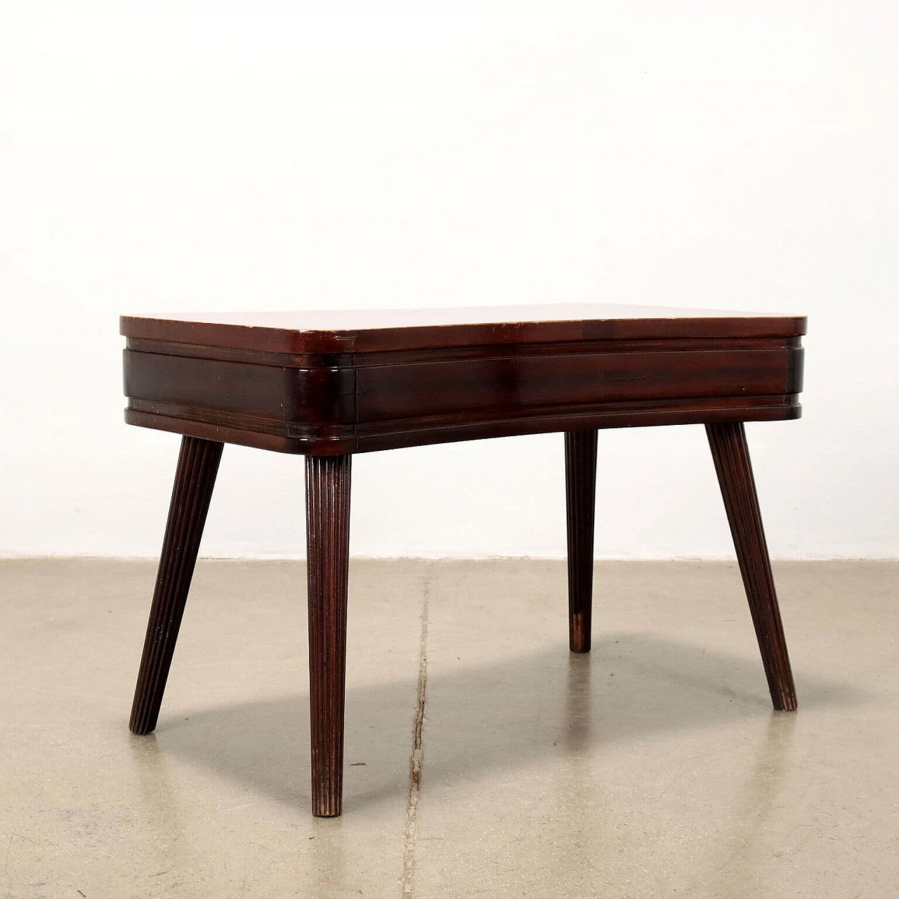 Stained wood coffee table with open compartment, 1950s 7