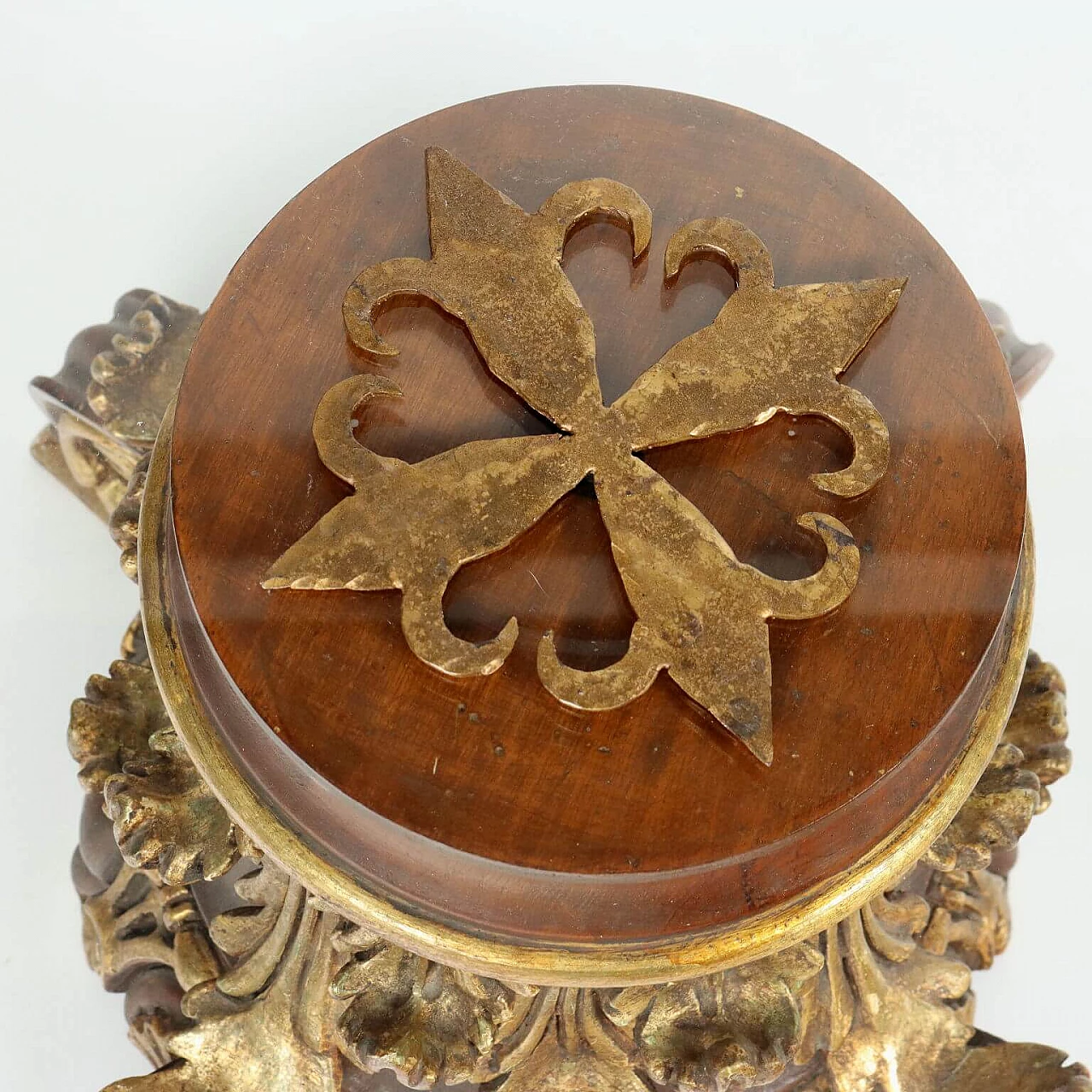 Glass, bronze and lacquered, gilded and carved wood coffee table 3