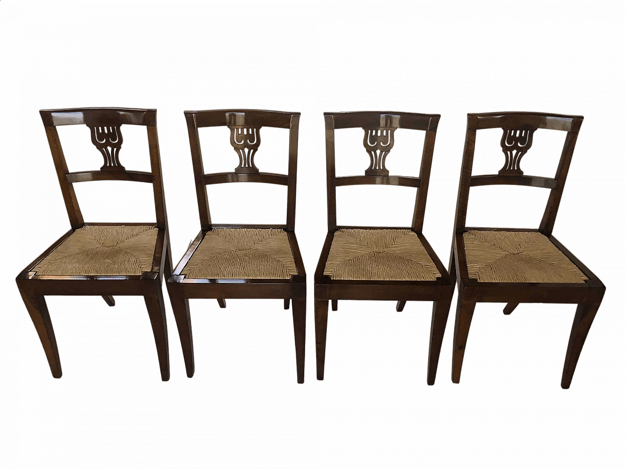 4 Walnut Direttorio chairs, late 18th century 10