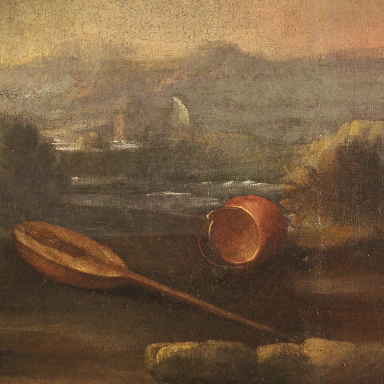 Painting depicting a landscape with children, oil on canvas, 18th century 12