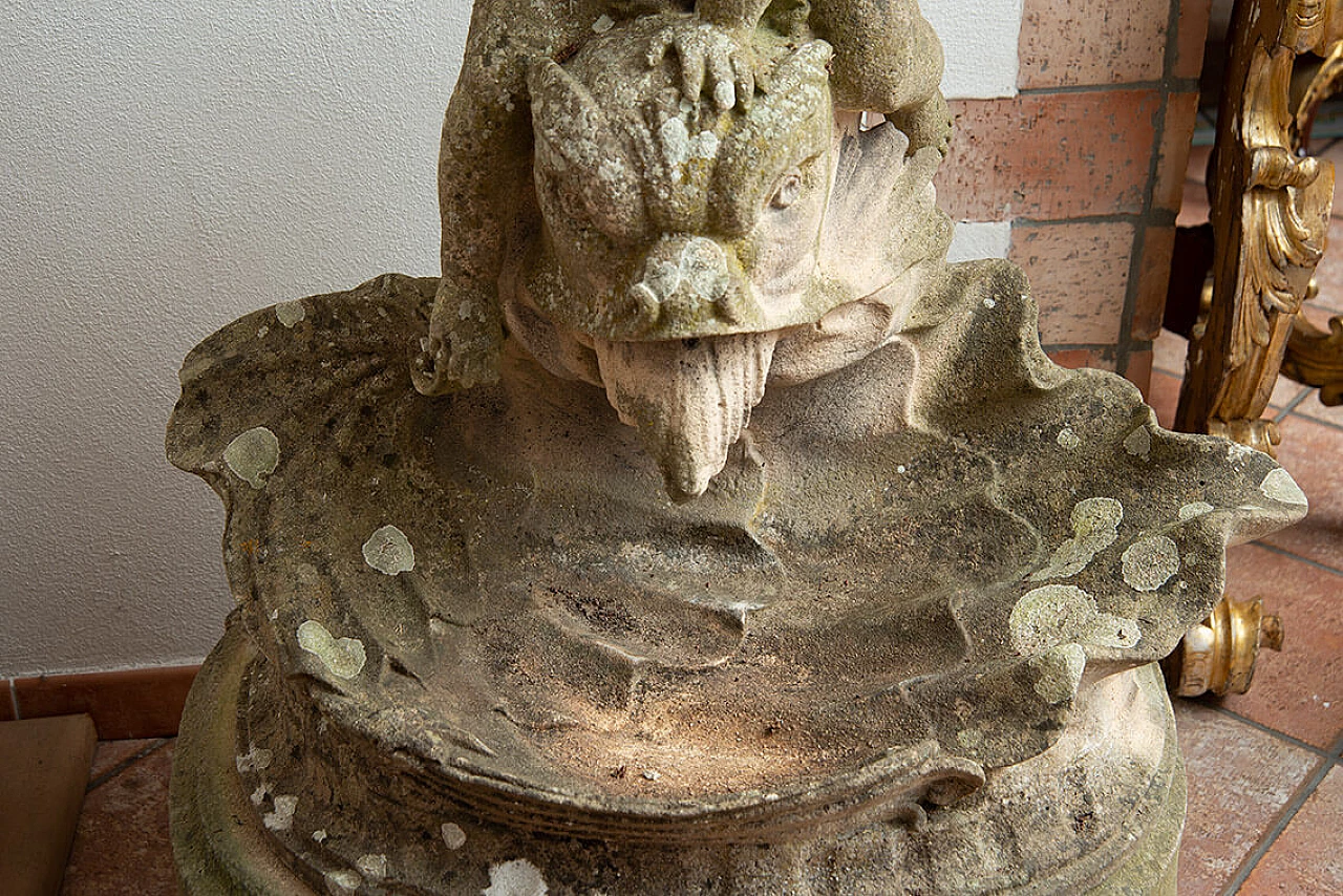 Vicenza stone fountain with cherub and dolphin, late 19th century 6