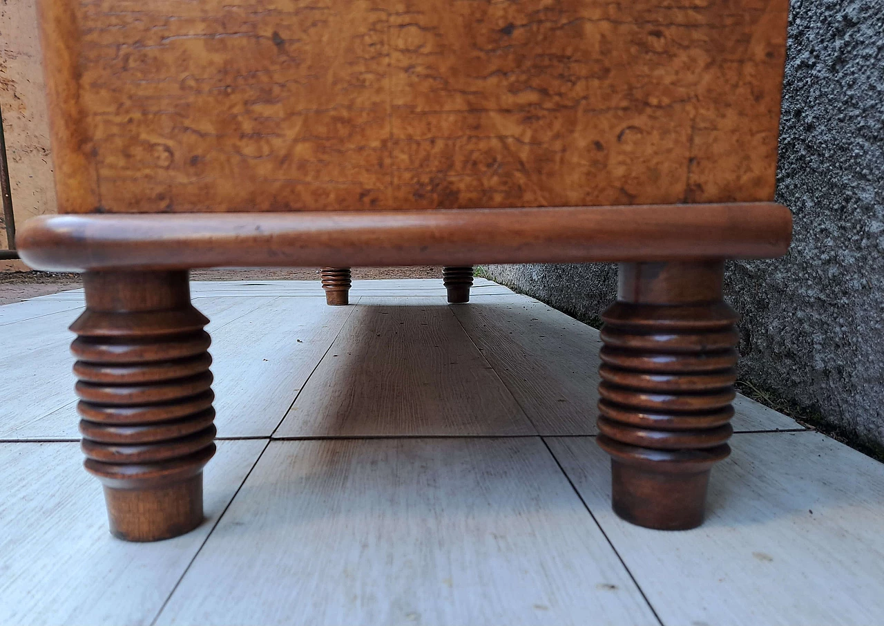 Art Deco briar-root sideboard with burgundy glass top, 1930s 8