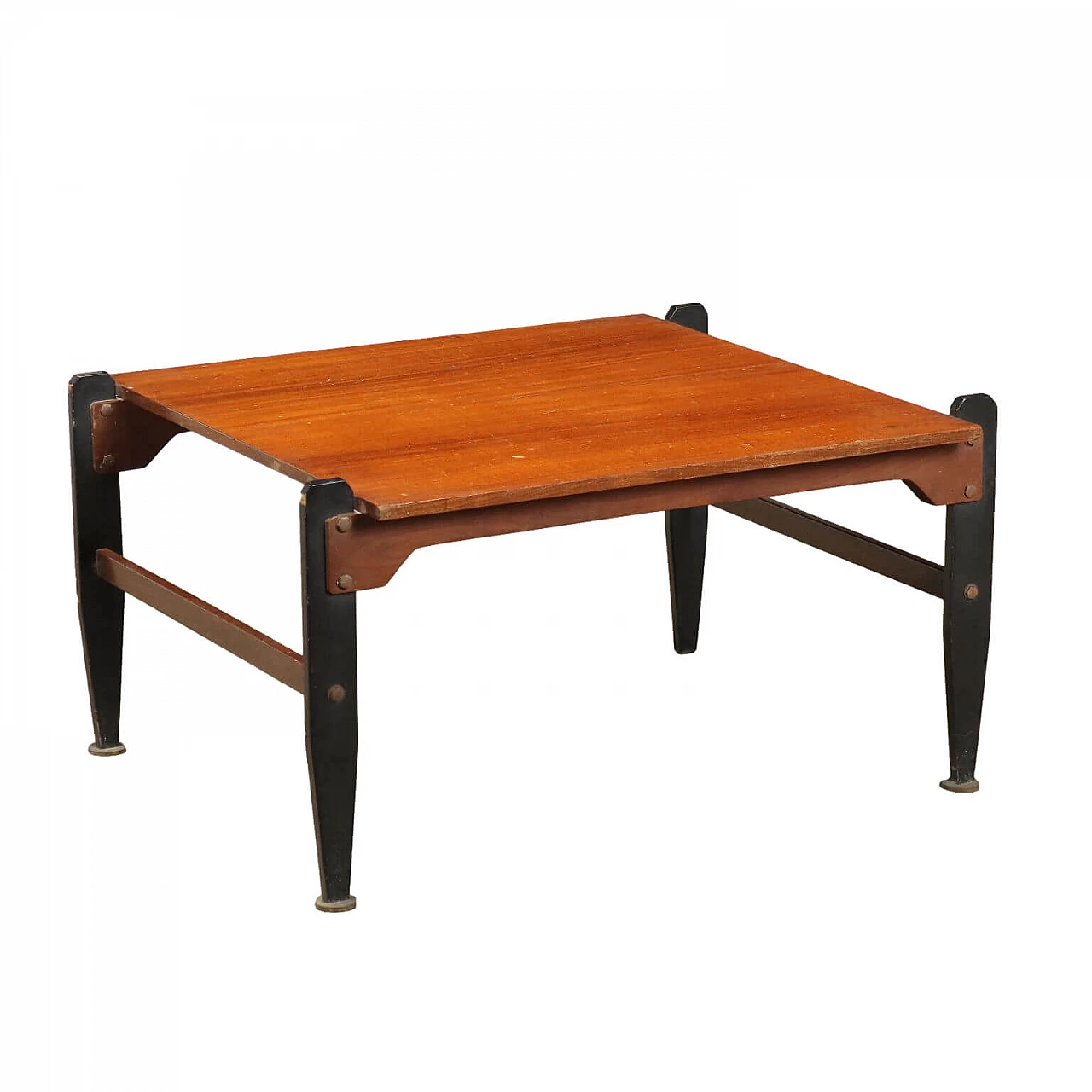 Solid wood and mahogany veneered coffee table, 1960s 1