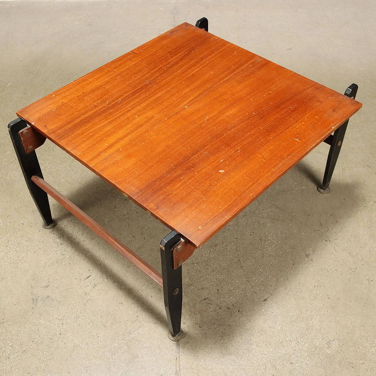 Solid wood and mahogany veneered coffee table, 1960s 3