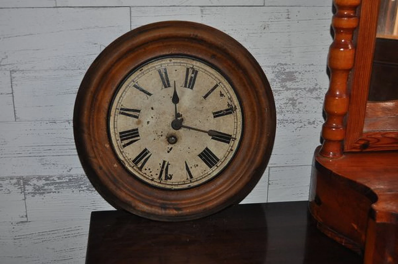 Metal and wood railway station clock, 1940s 1