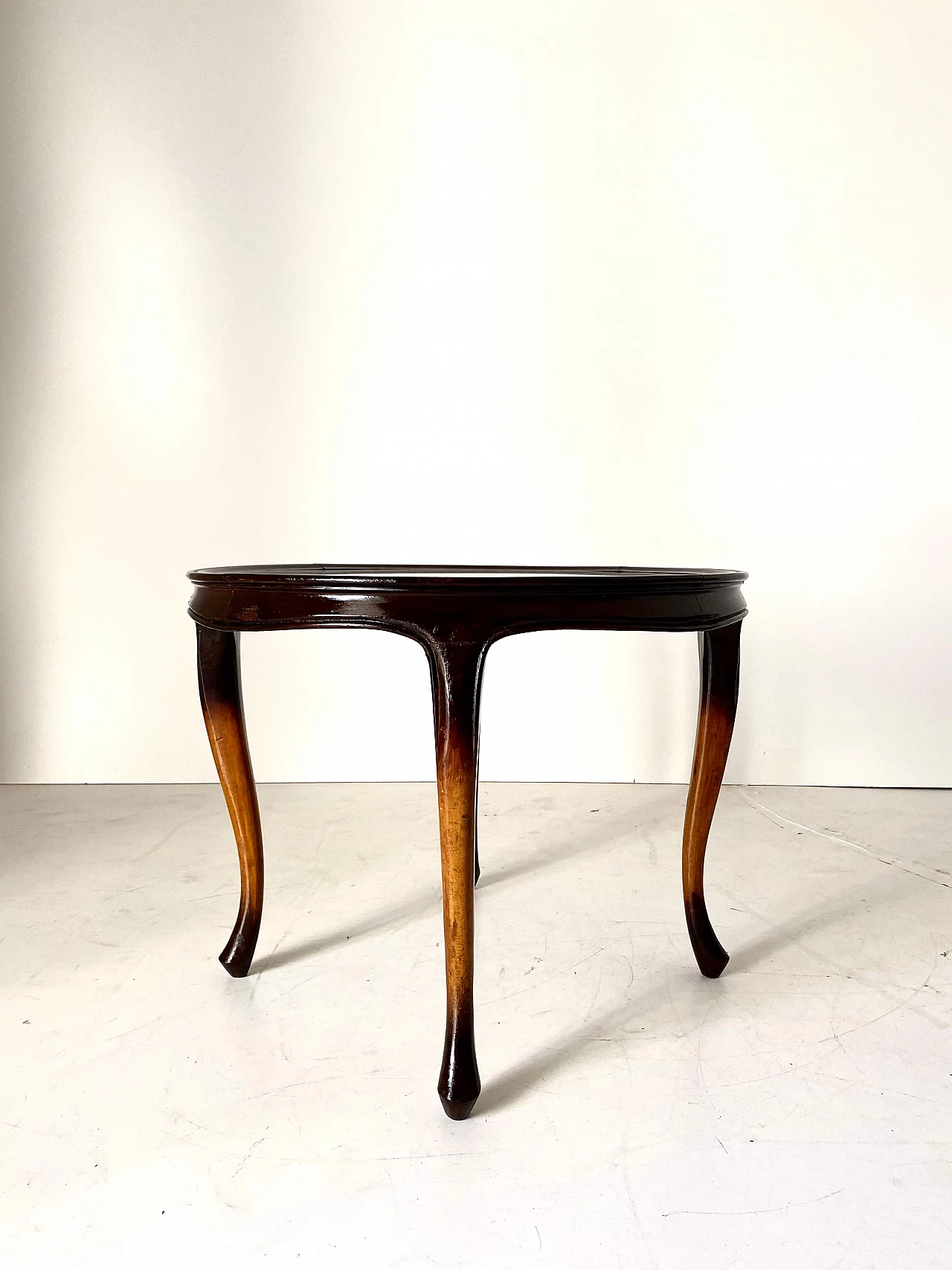 Pair of Art Deco armchairs, sofa and coffee table in solid walnut, 1930s 22