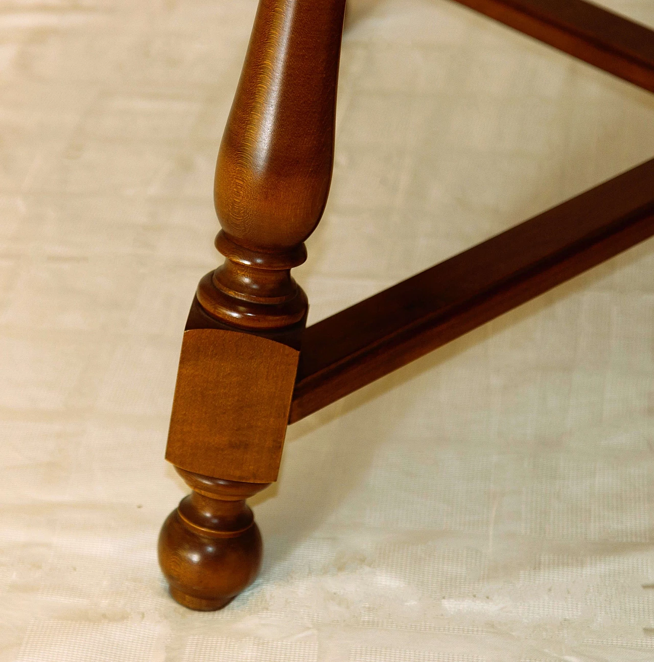 Solid walnut Colonial table with veneered top, 1940s 5