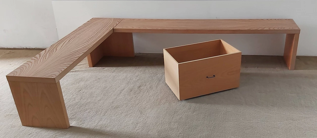 Carioca ash bench and Gigio drawer by Roberto Pamio and Renato Toso per Stillwood, 1970s 1