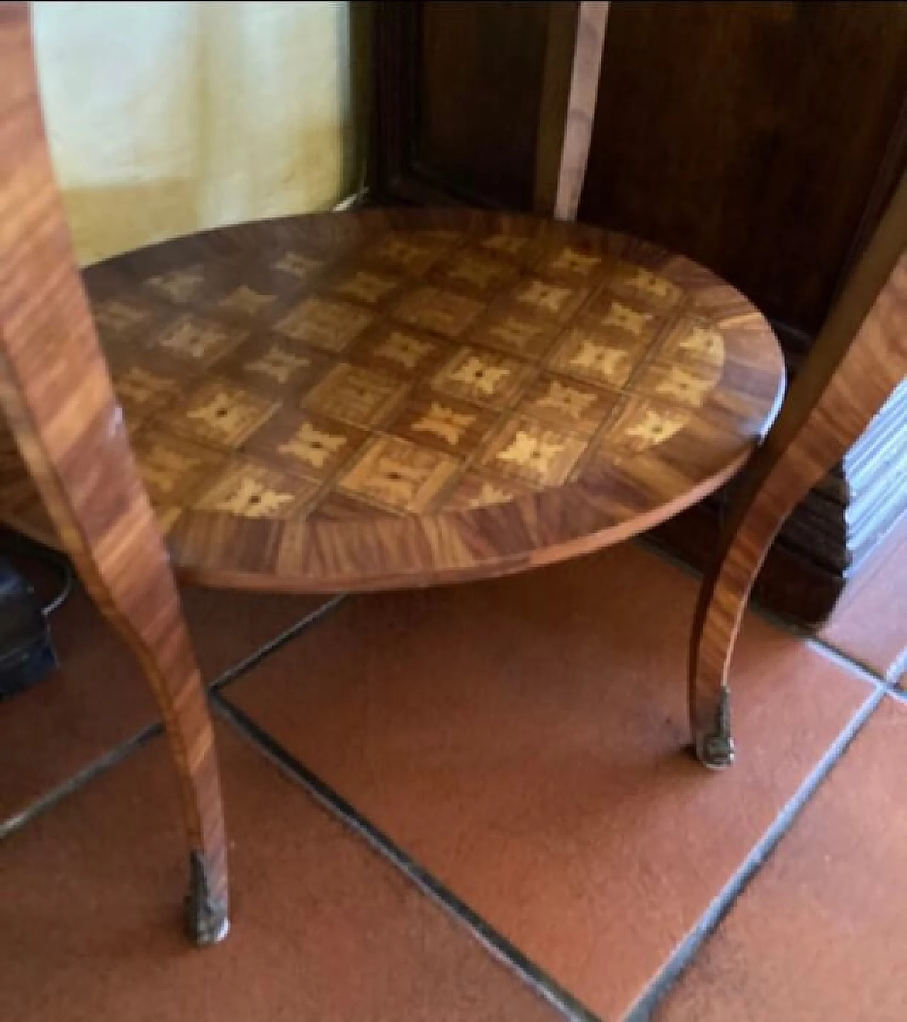 Wood side table with drawers and double shelf 7