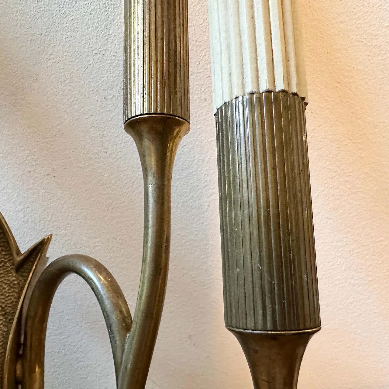 Pair of brass wall sconces in the style of Oscar Torlasco, 1950s 13