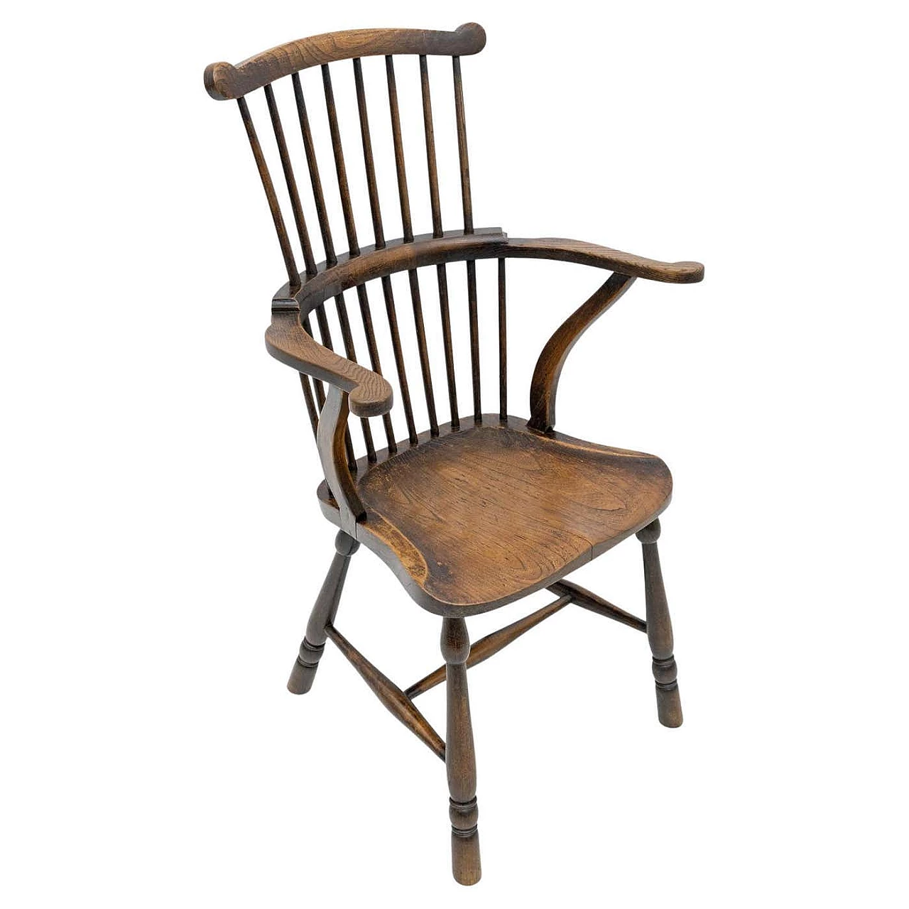 Windsor chair in ash and oak with comb back, 19th century 10