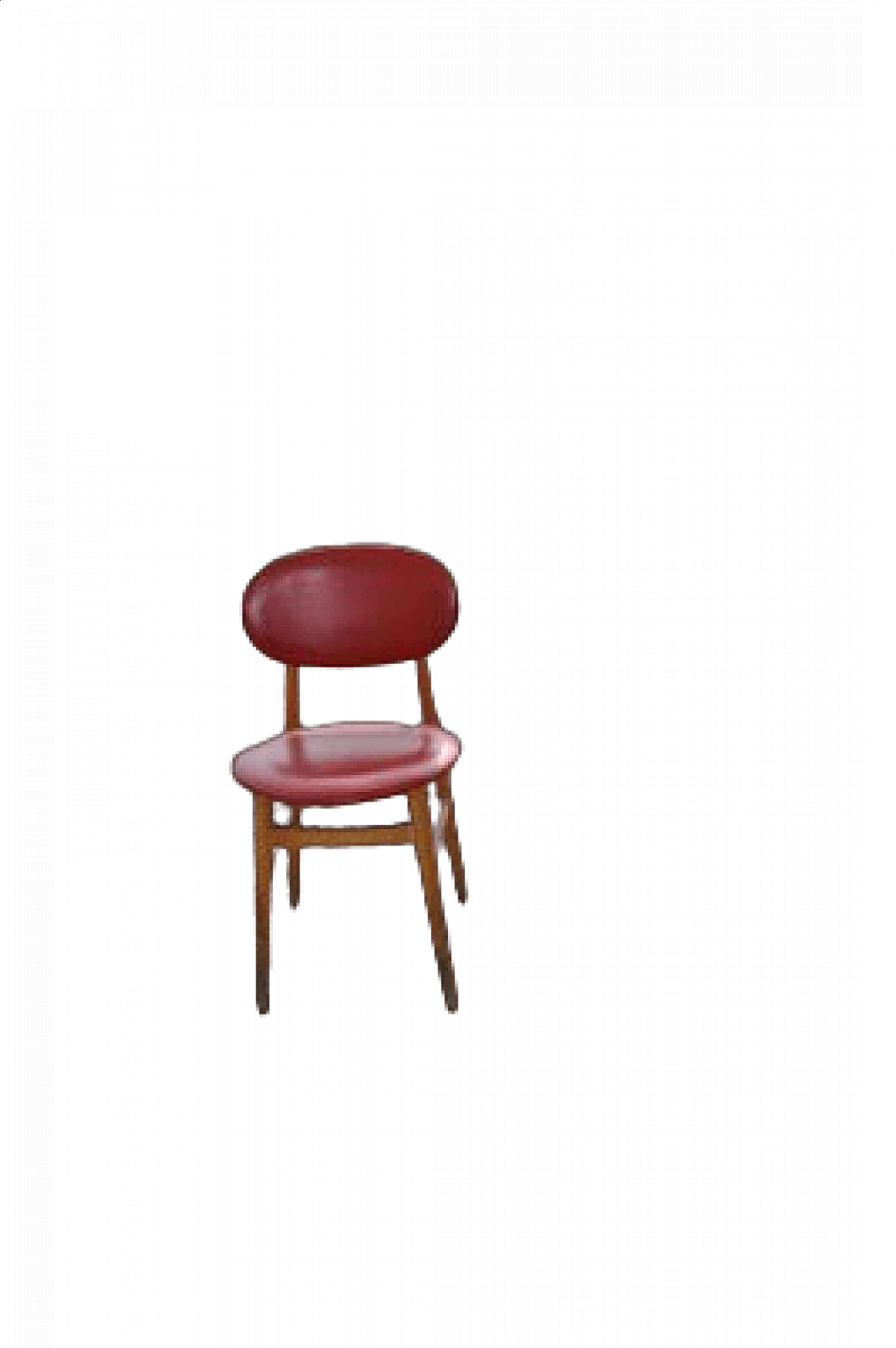 Hungarian wood and red leatherette chair, 1960s 7