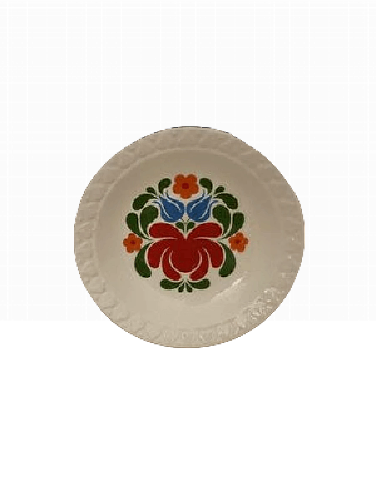 Hungarian ceramic plate with hand-painted flowers, early 20th century 5