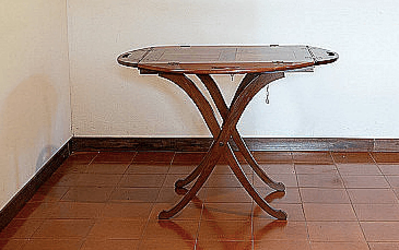 Marine wooden coffee table with butler tray, 1930s 1