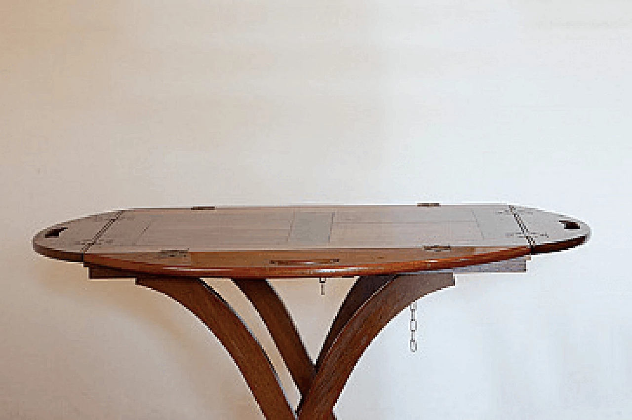 Marine wooden coffee table with butler tray, 1930s 2