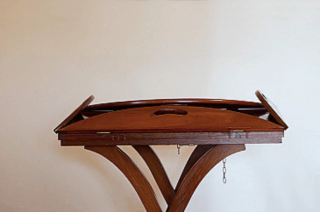 Marine wooden coffee table with butler tray, 1930s 3