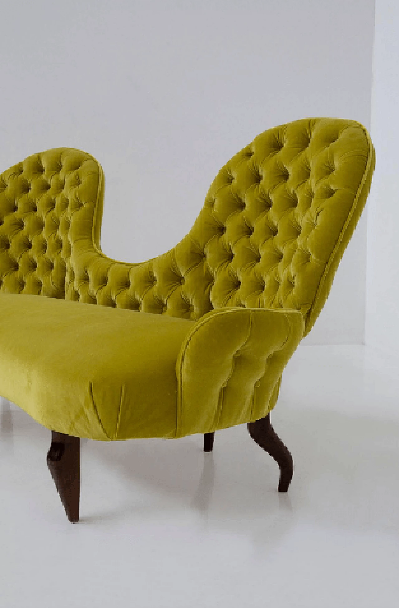 Wood and yellow ochre velvet sofa by Renzo Zavanella, 1950s 11