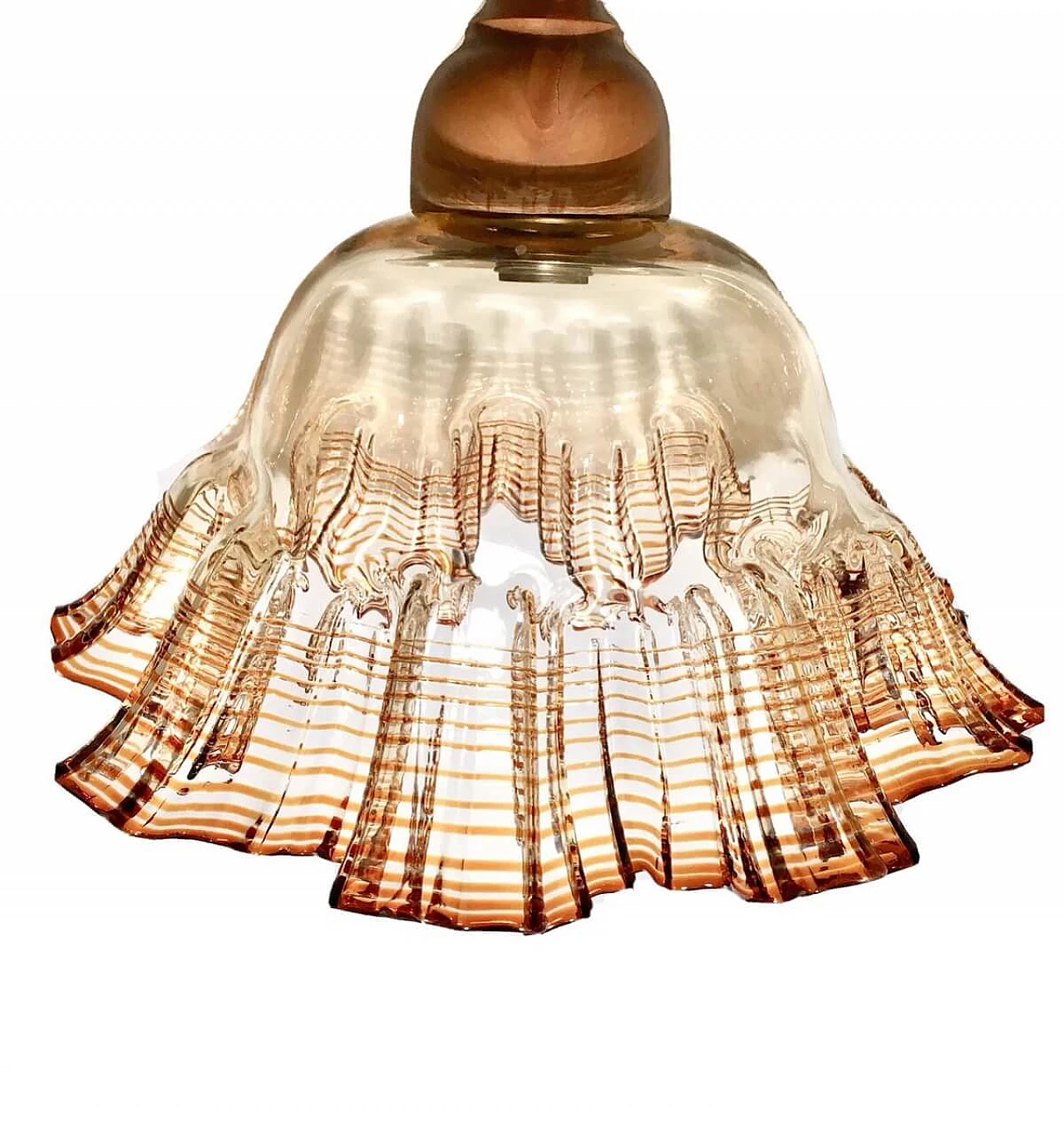 Glass chandelier with pleated edge by Mazzega, 1970s 1