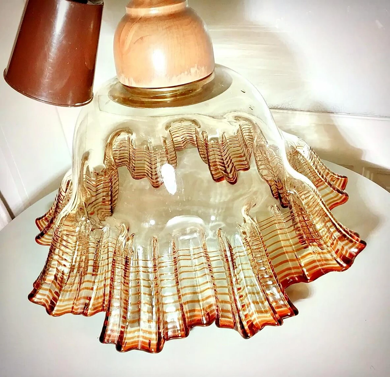 Glass chandelier with pleated edge by Mazzega, 1970s 2