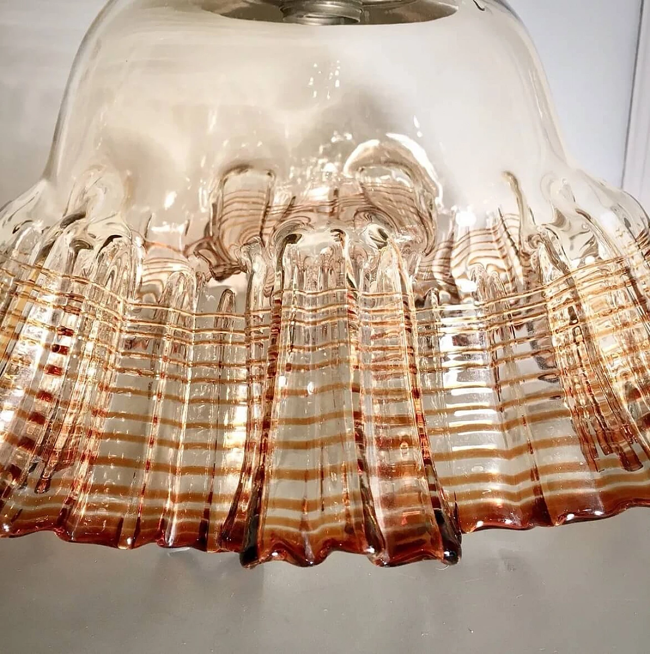 Glass chandelier with pleated edge by Mazzega, 1970s 6