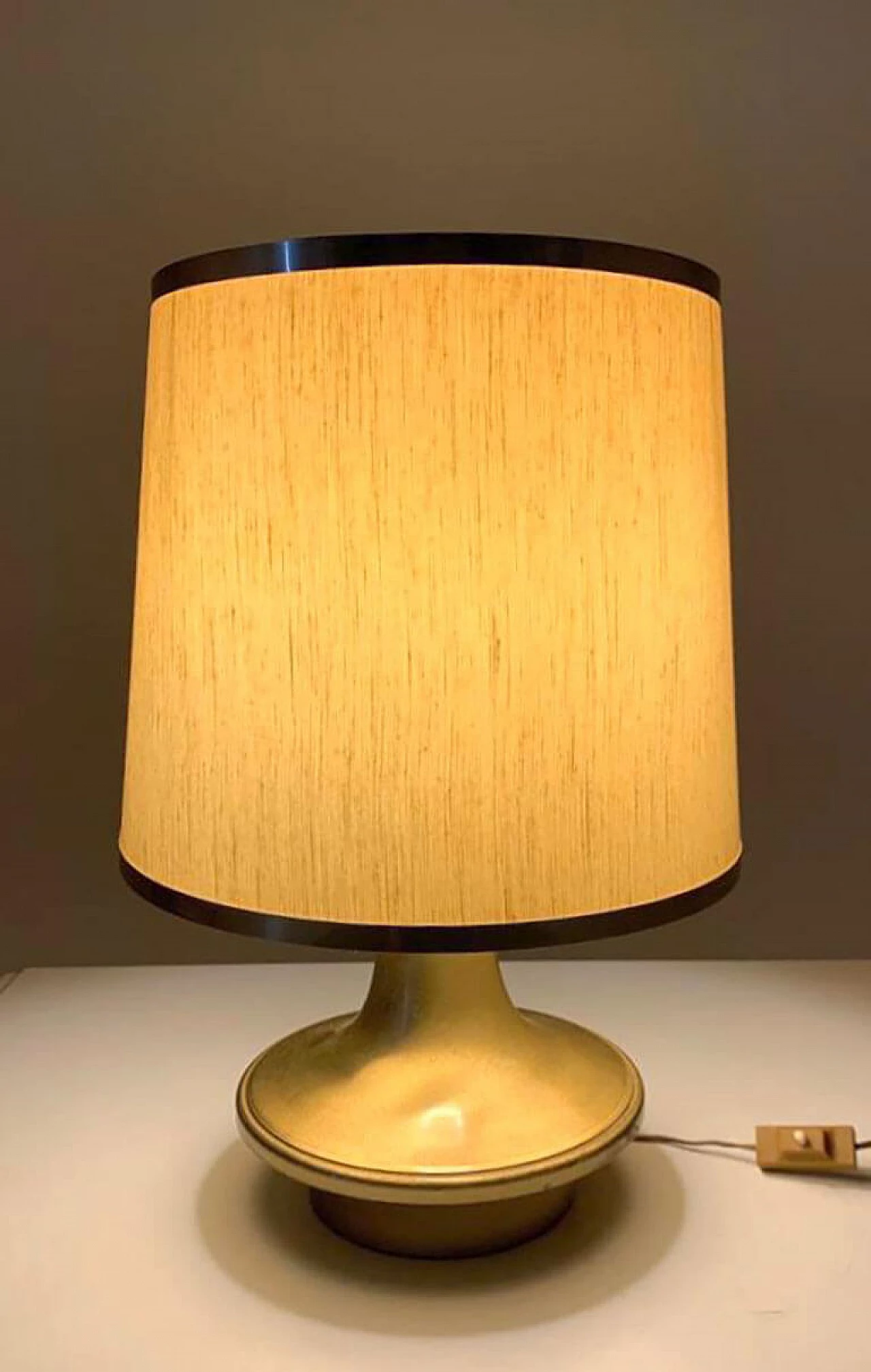 Brass table lamp with fabric shade, 1950s 5