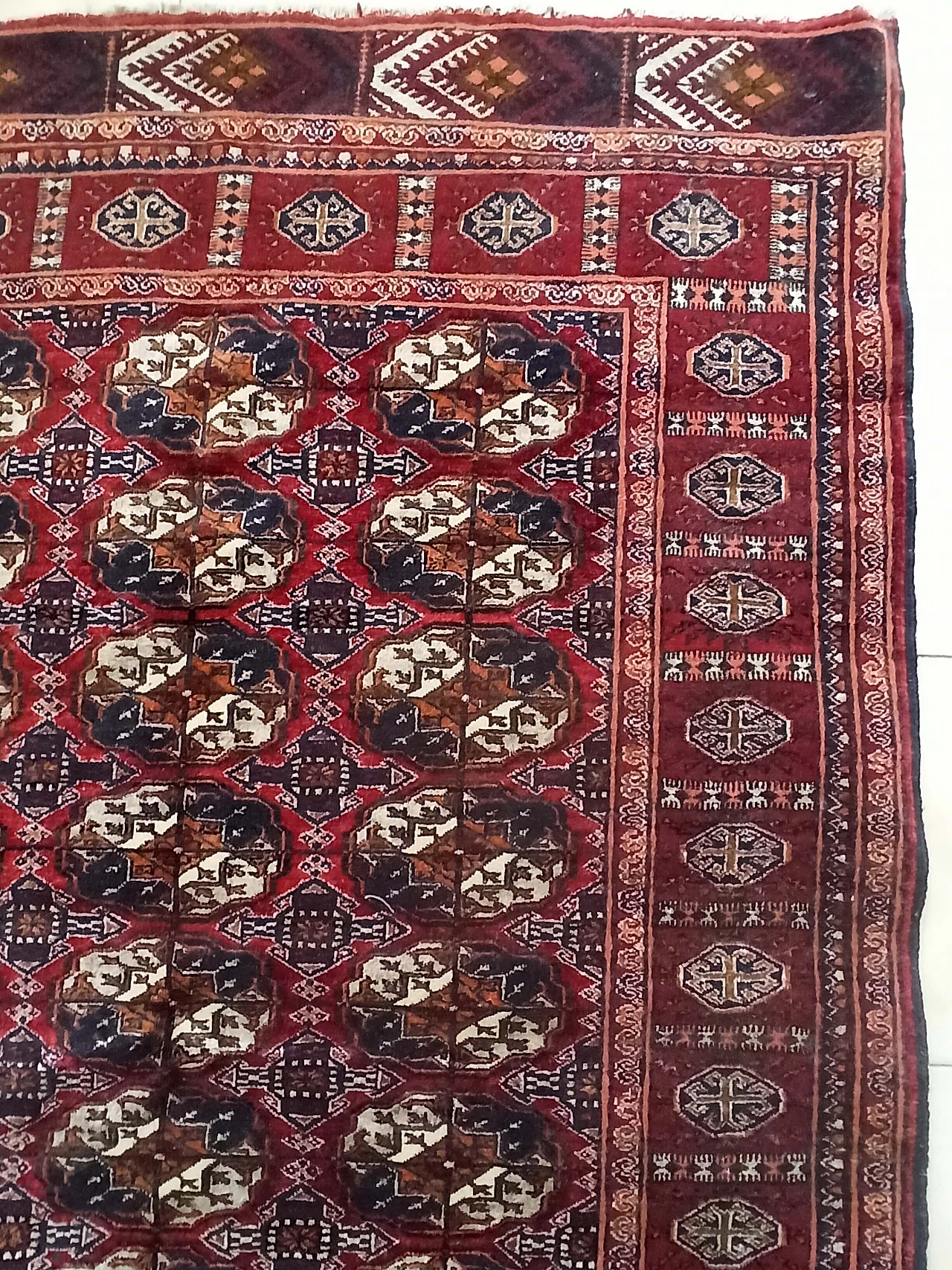 Cotton and wool Bukara rug, early 20th century 2