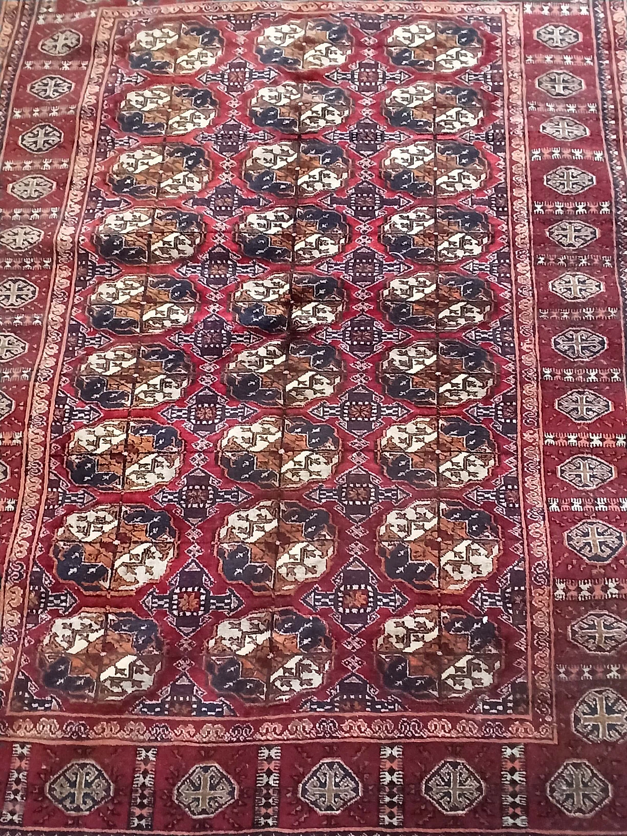 Cotton and wool Bukara rug, early 20th century 8