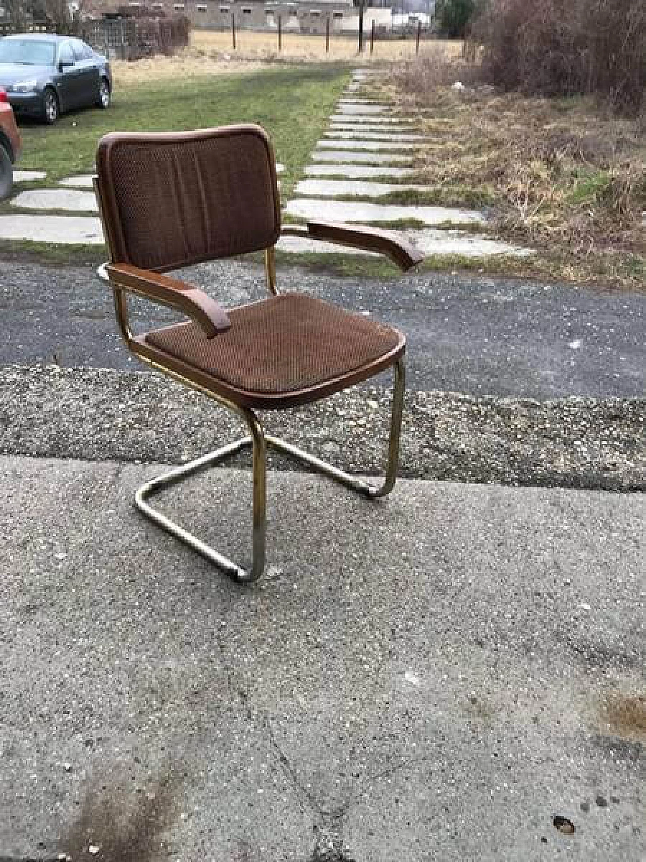 6 Cesca-style chairs by Marcel Breuer and smoked glass table, 1980s 11