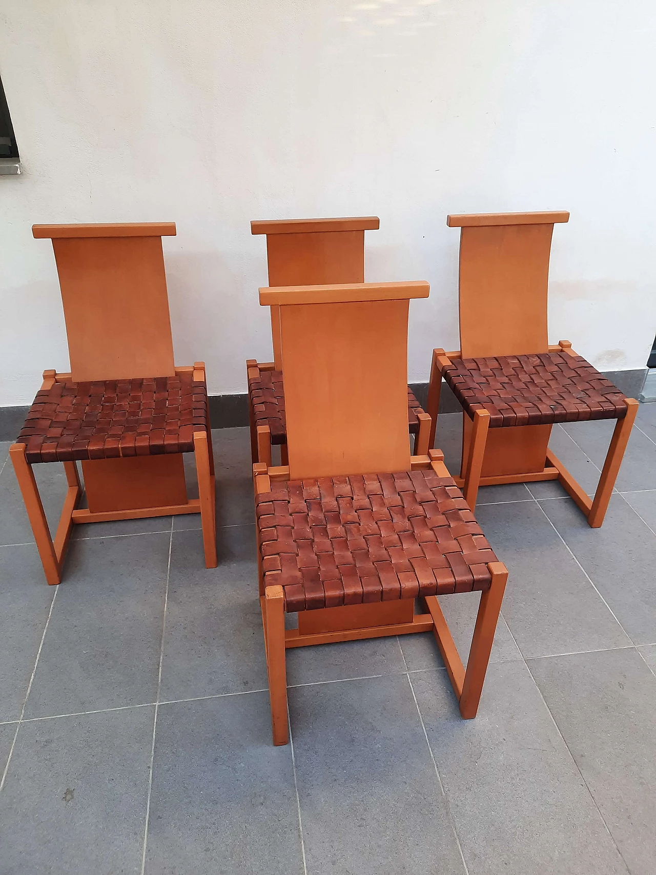 Pair of beech and leather chairs in the style of Alvar Aalto, 1970s 3