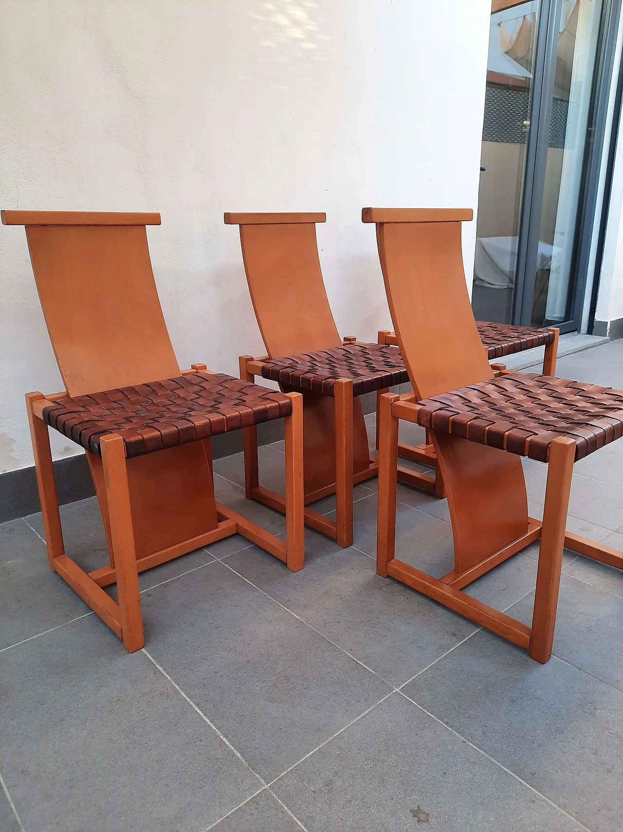 Pair of beech and leather chairs in the style of Alvar Aalto, 1970s 4