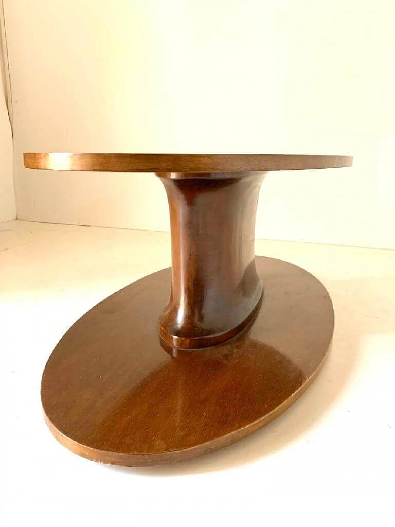 Decorated solid walnut coffee table, 1960s 2