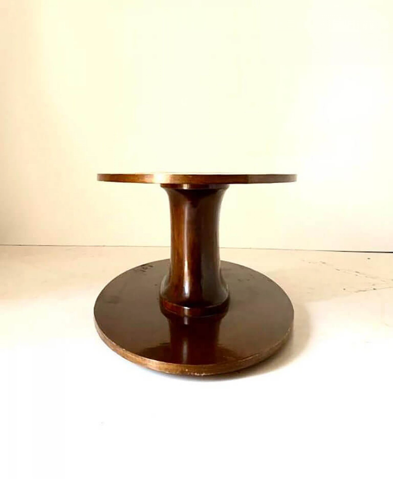 Decorated solid walnut coffee table, 1960s 4