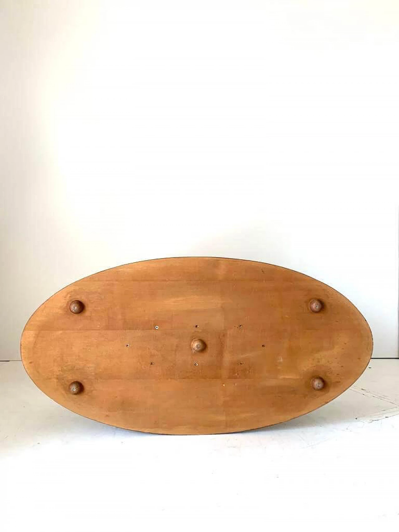 Decorated solid walnut coffee table, 1960s 6