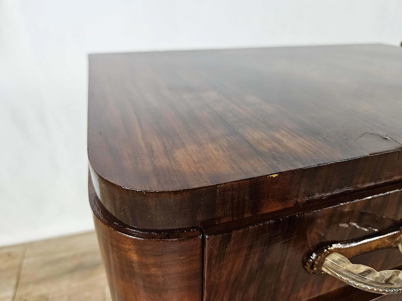 Pair of Art Deco mahogany bedside tables, 1940s 8