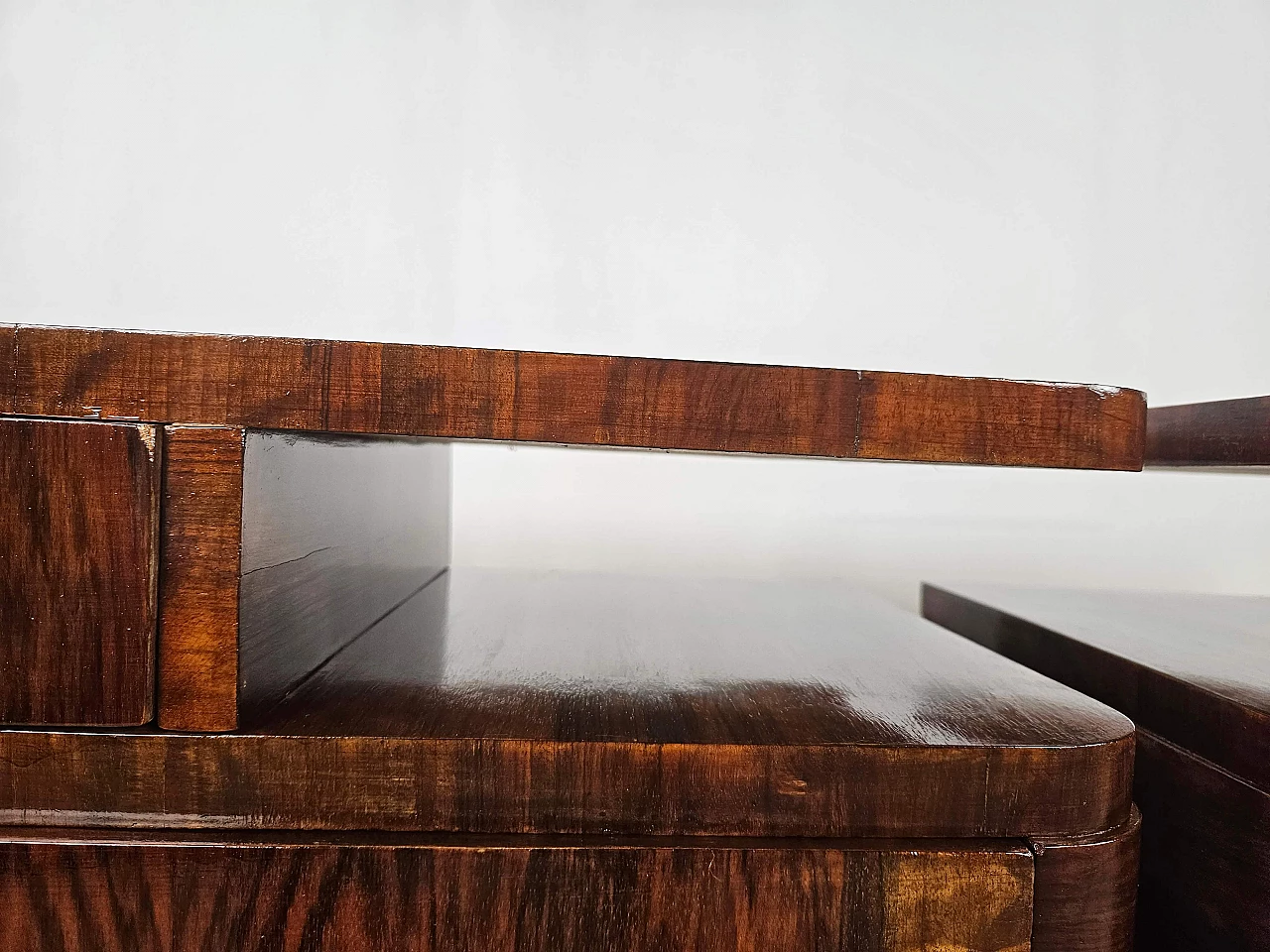 Pair of Art Deco mahogany bedside tables, 1940s 9