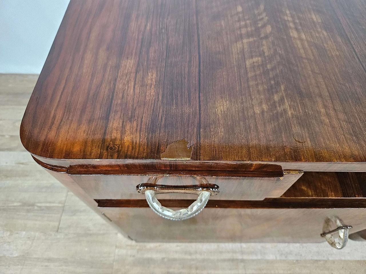 Pair of Art Deco mahogany bedside tables, 1940s 12